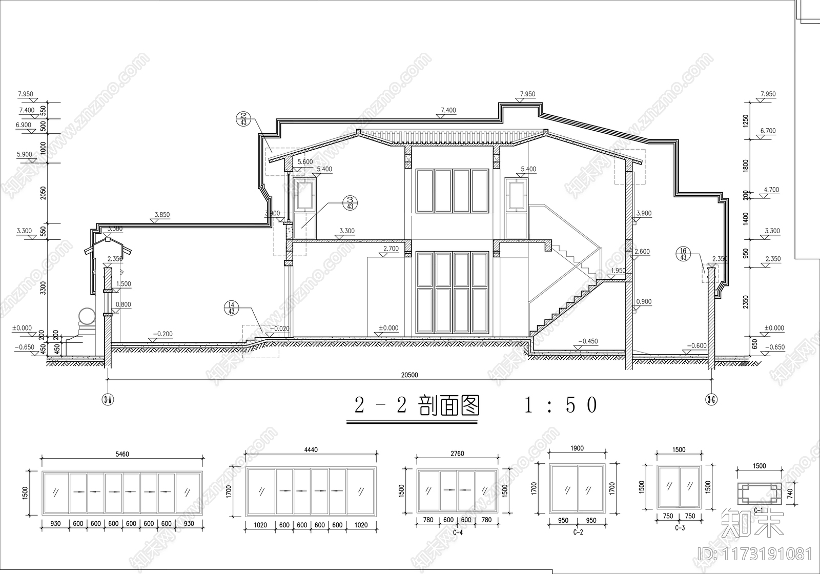 新中式民宿建筑施工图下载【ID:1173191081】