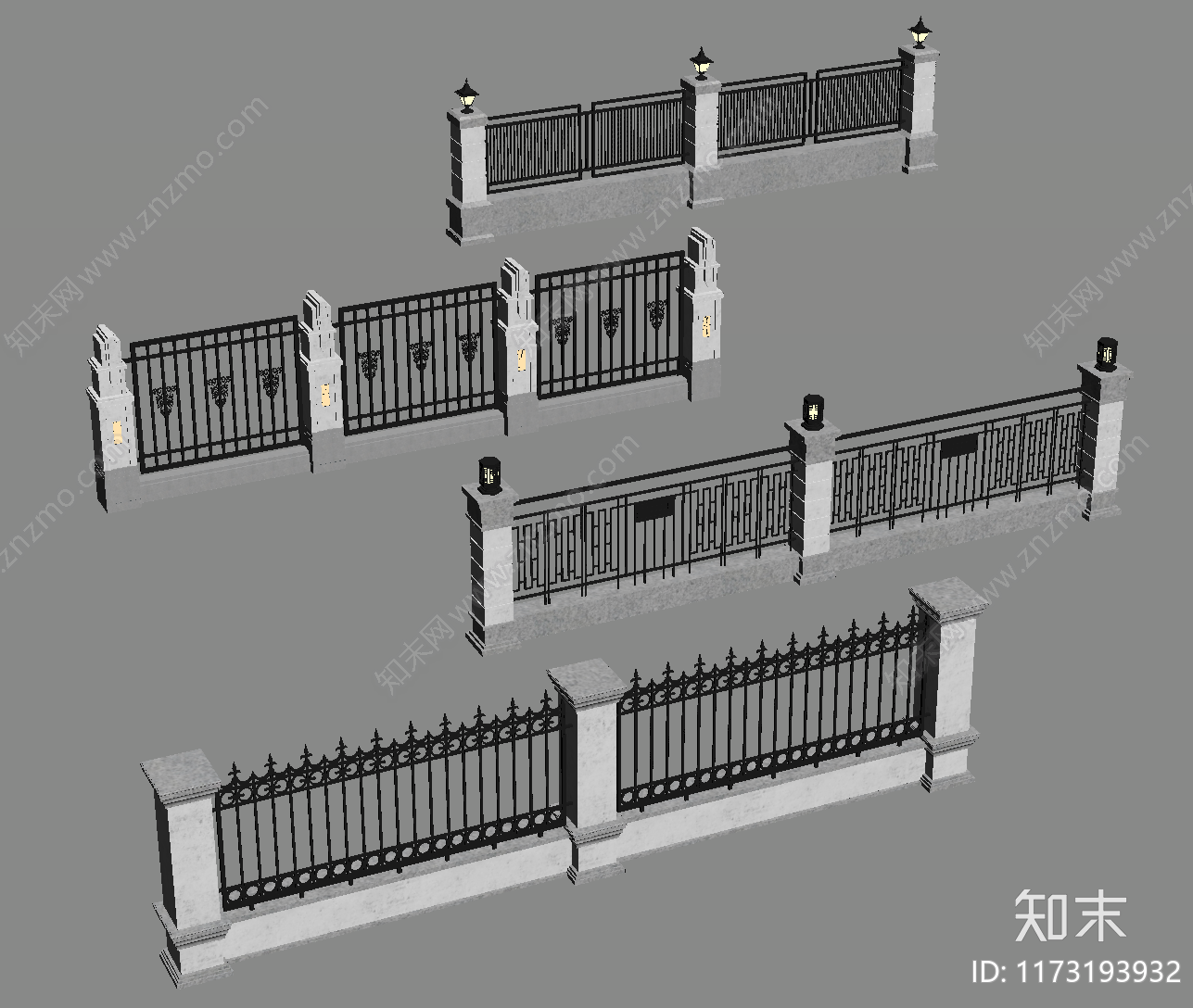 新中式围栏护栏SU模型下载【ID:1173193932】