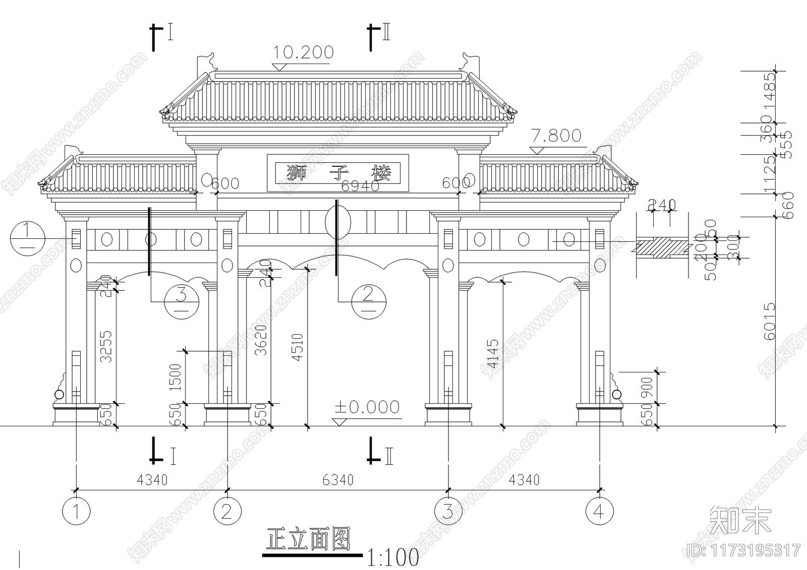 新中式中式古建cad施工图下载【ID:1173195317】