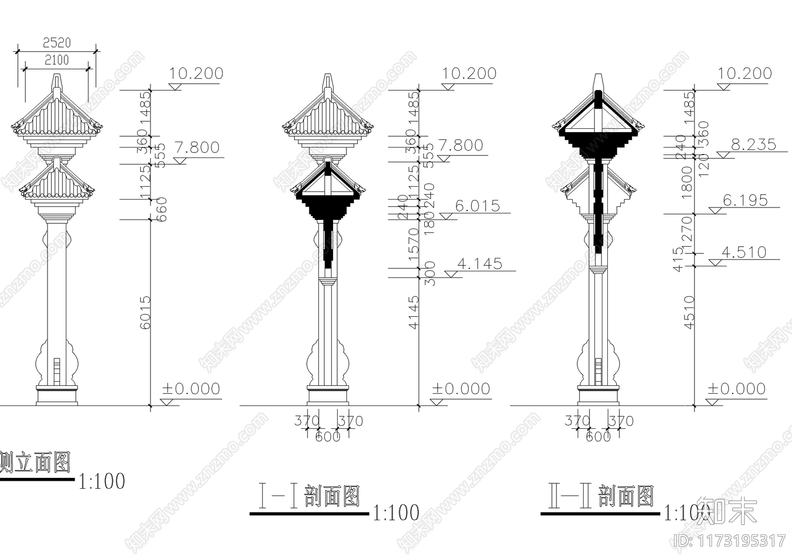 新中式中式古建cad施工图下载【ID:1173195317】