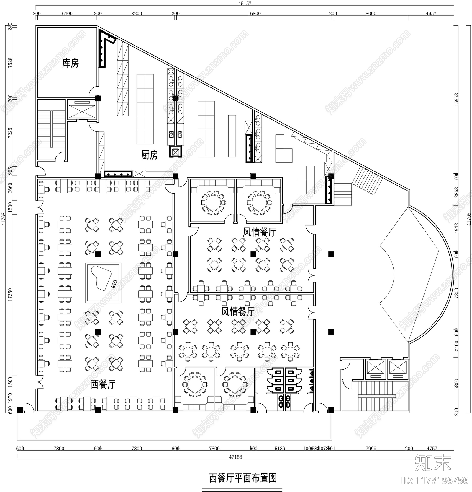 轻奢其他餐饮空间cad施工图下载【ID:1173196756】