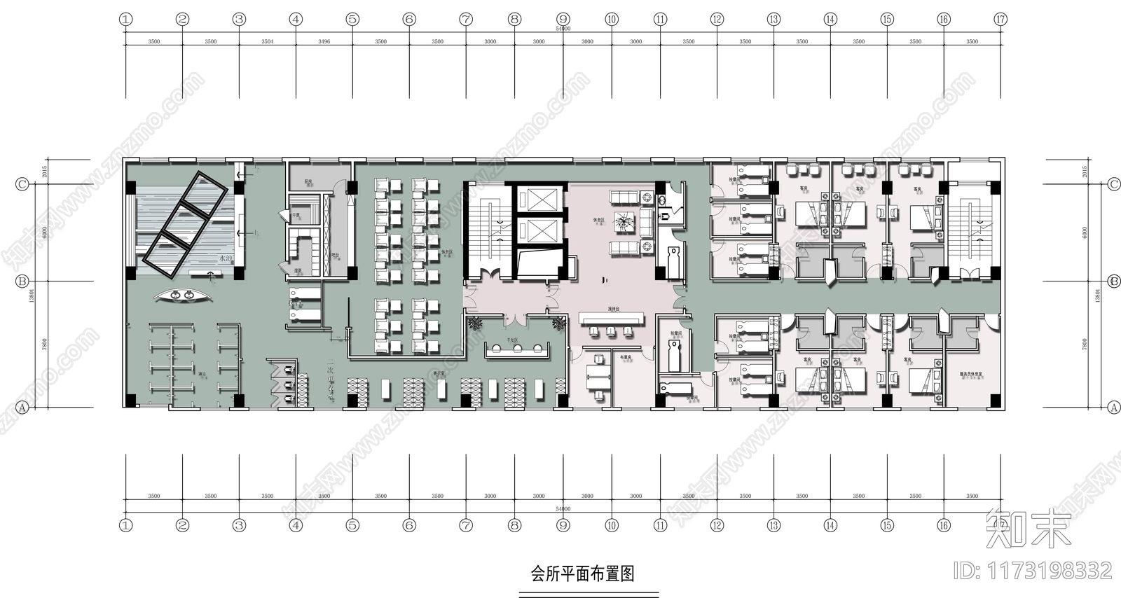 现代洗浴中心施工图下载【ID:1173198332】