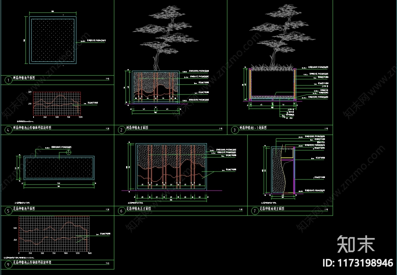 现代树池图库cad施工图下载【ID:1173198946】