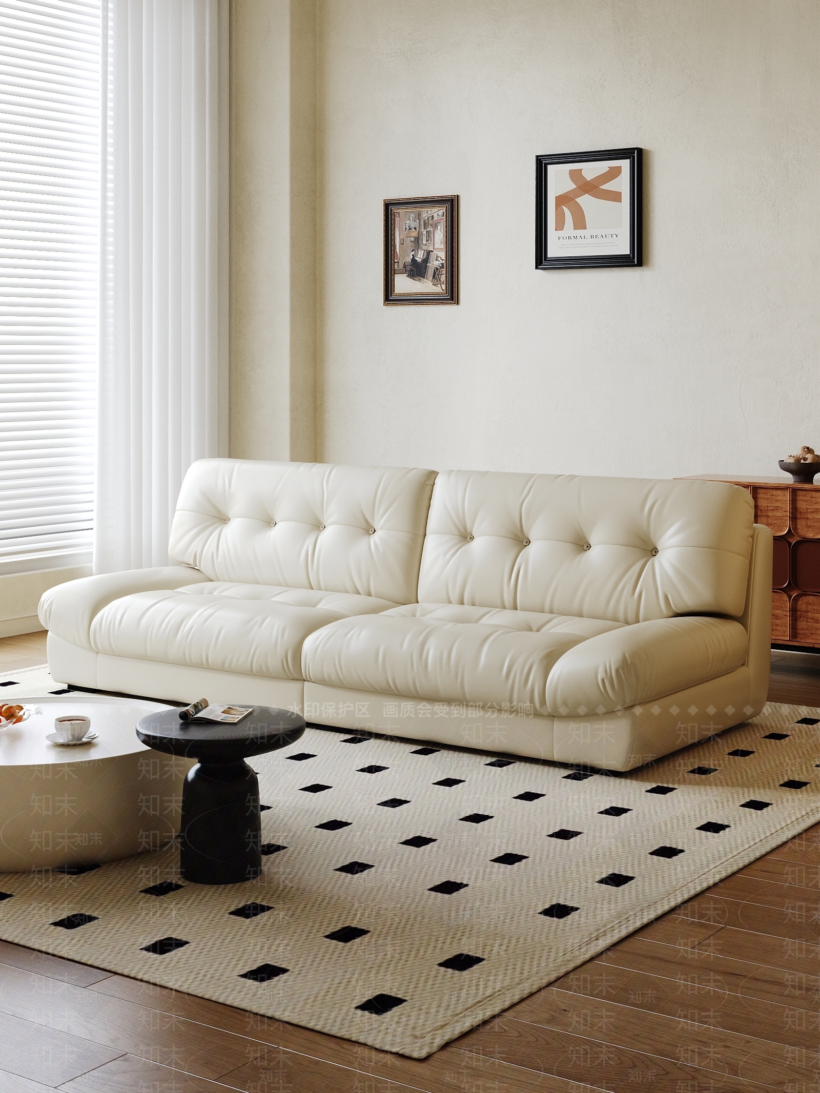 奶油三人沙发3D模型下载【ID:1173199595】