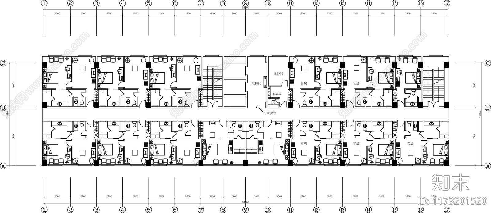 现代酒店cad施工图下载【ID:1173201520】