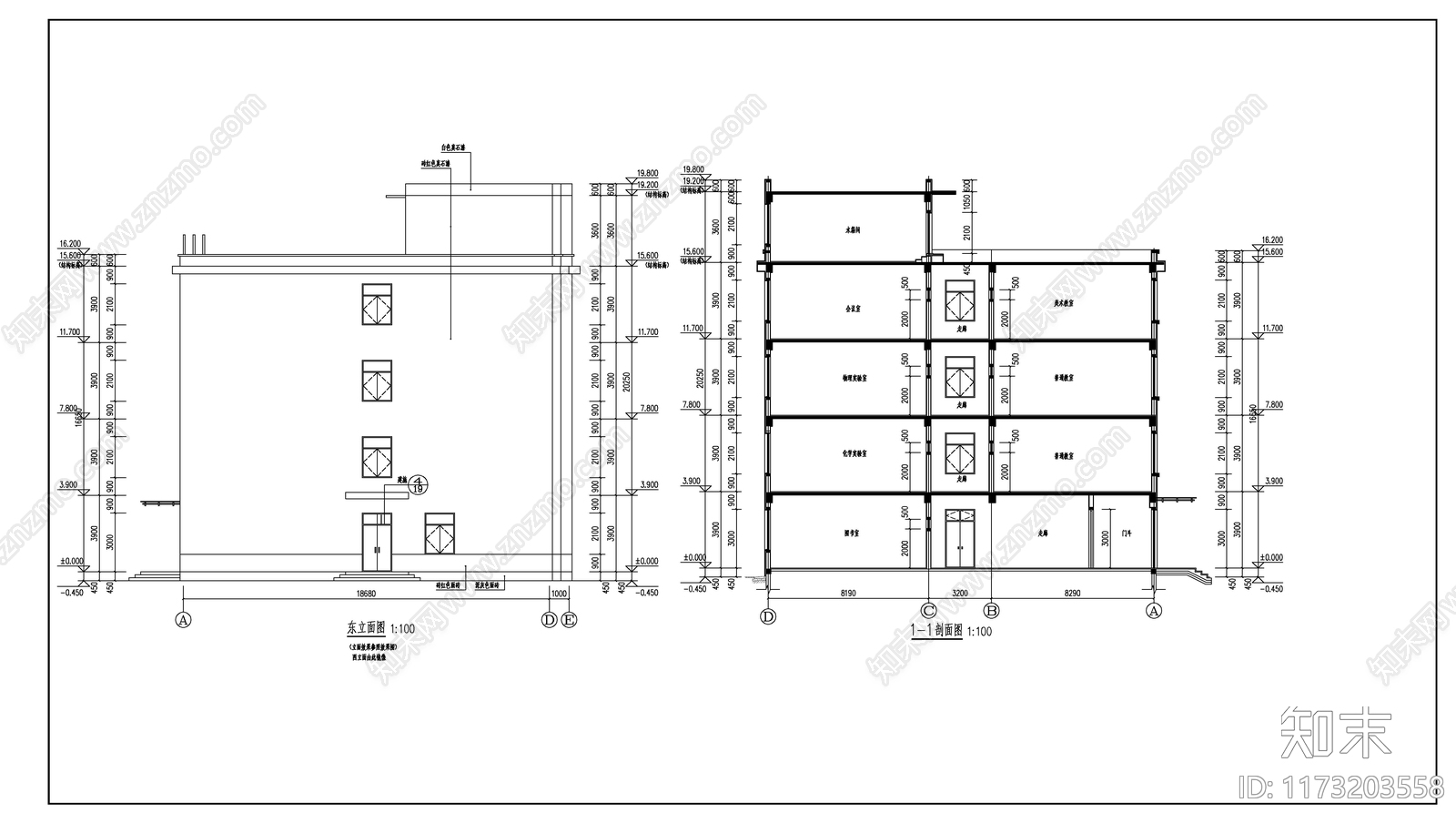 现代学校建筑cad施工图下载【ID:1173203558】
