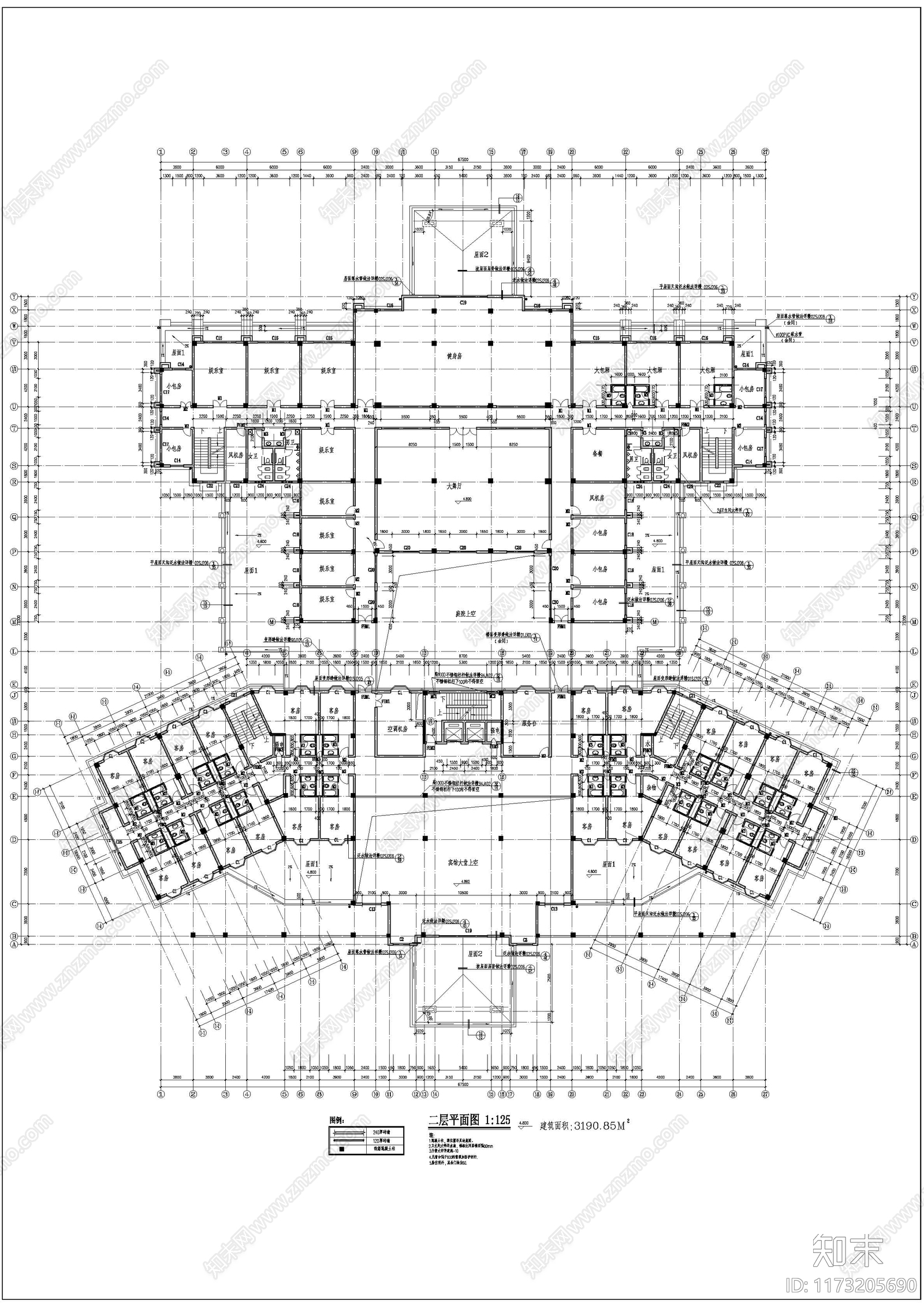 欧式酒店建筑cad施工图下载【ID:1173205690】