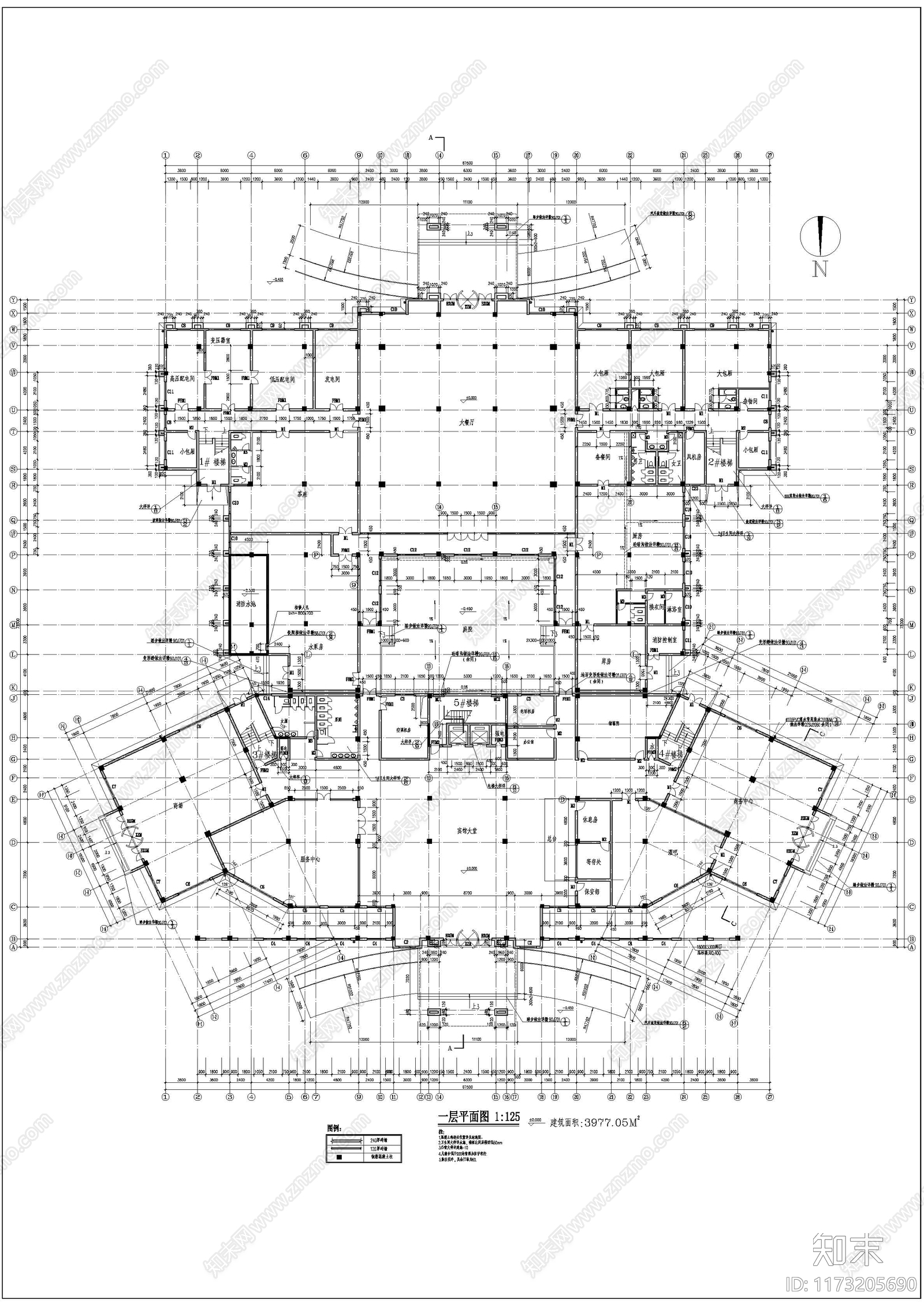 欧式酒店建筑cad施工图下载【ID:1173205690】