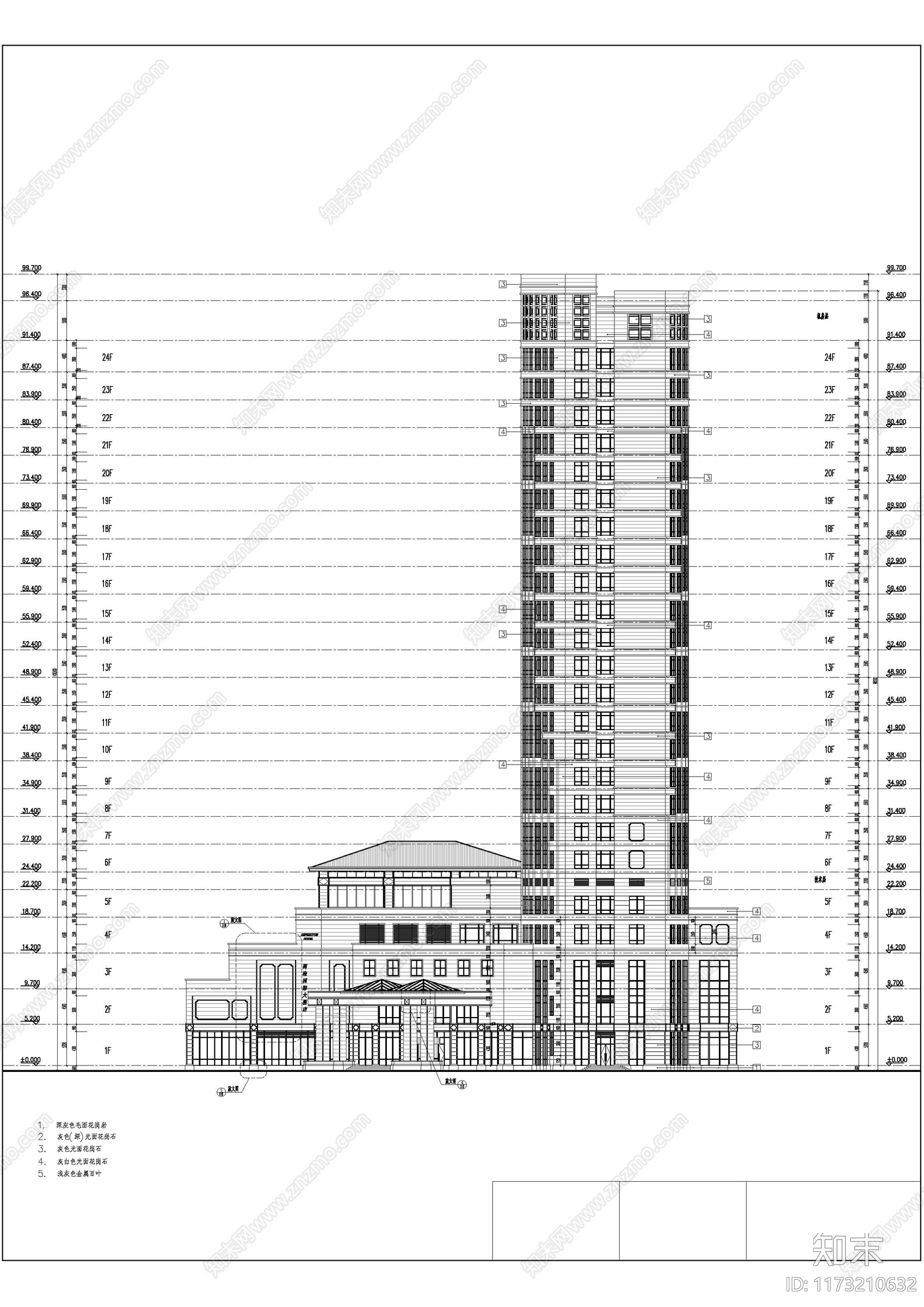 欧式酒店建筑cad施工图下载【ID:1173210632】