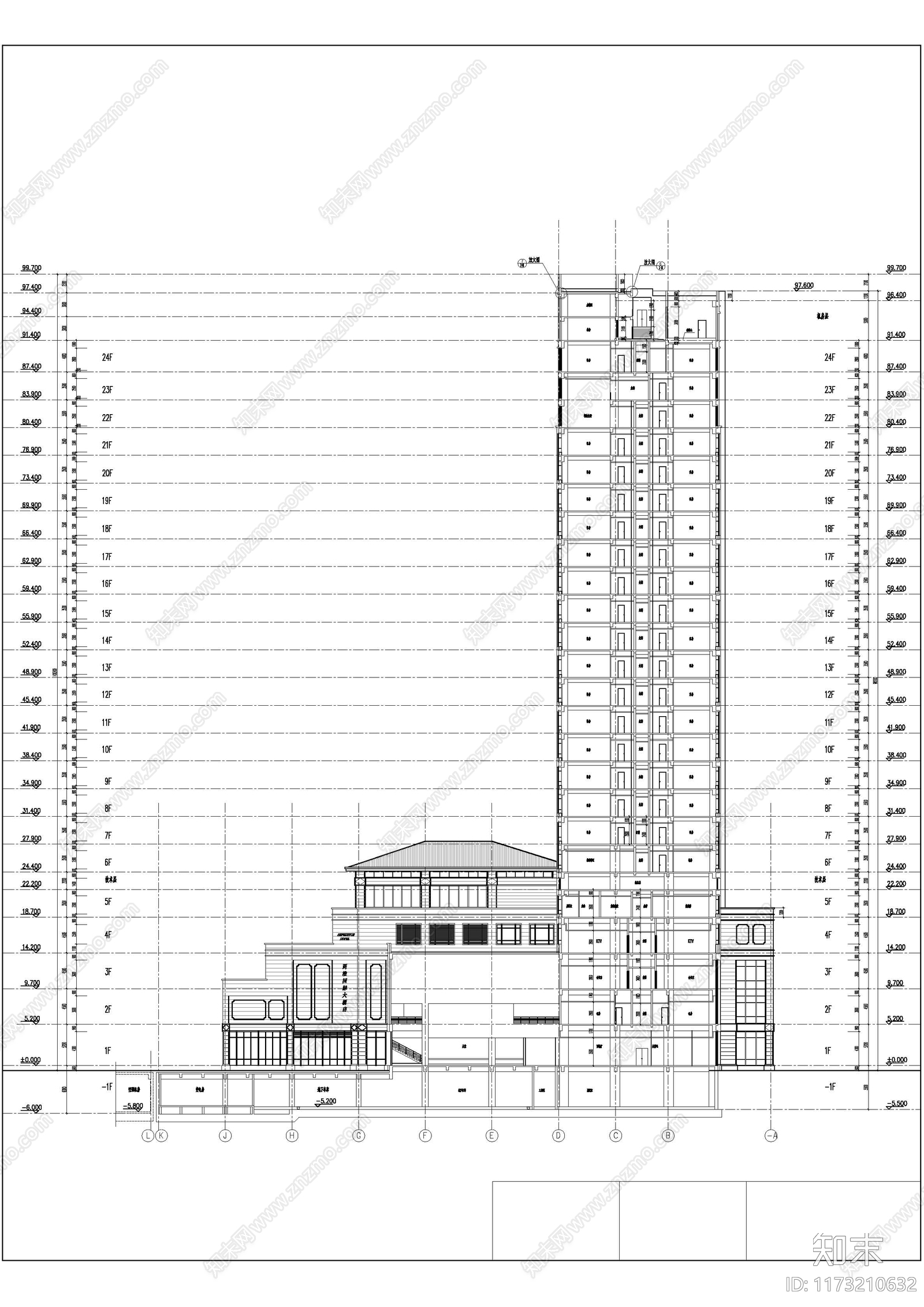 欧式酒店建筑cad施工图下载【ID:1173210632】