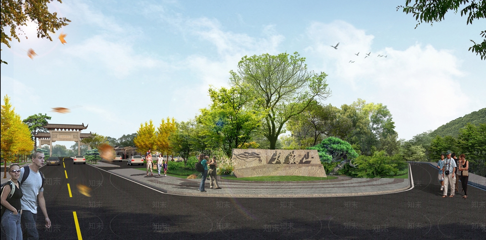 新中式景观公园SU模型下载【ID:1173211222】