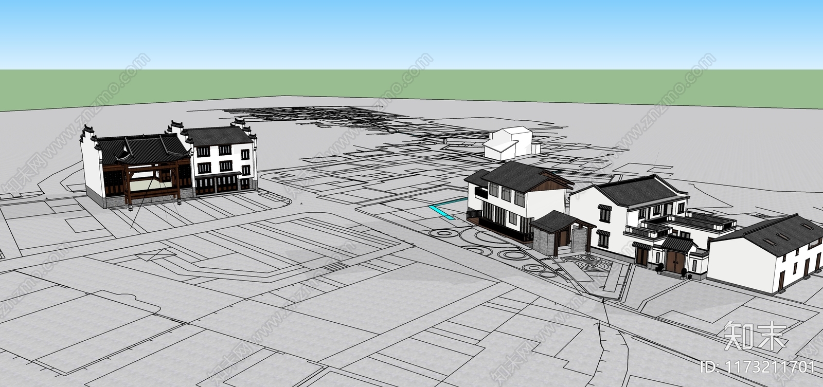 中式乡村民房SU模型下载【ID:1173211701】