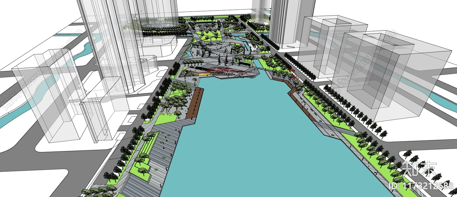 现代广场景观SU模型下载【ID:1173212688】
