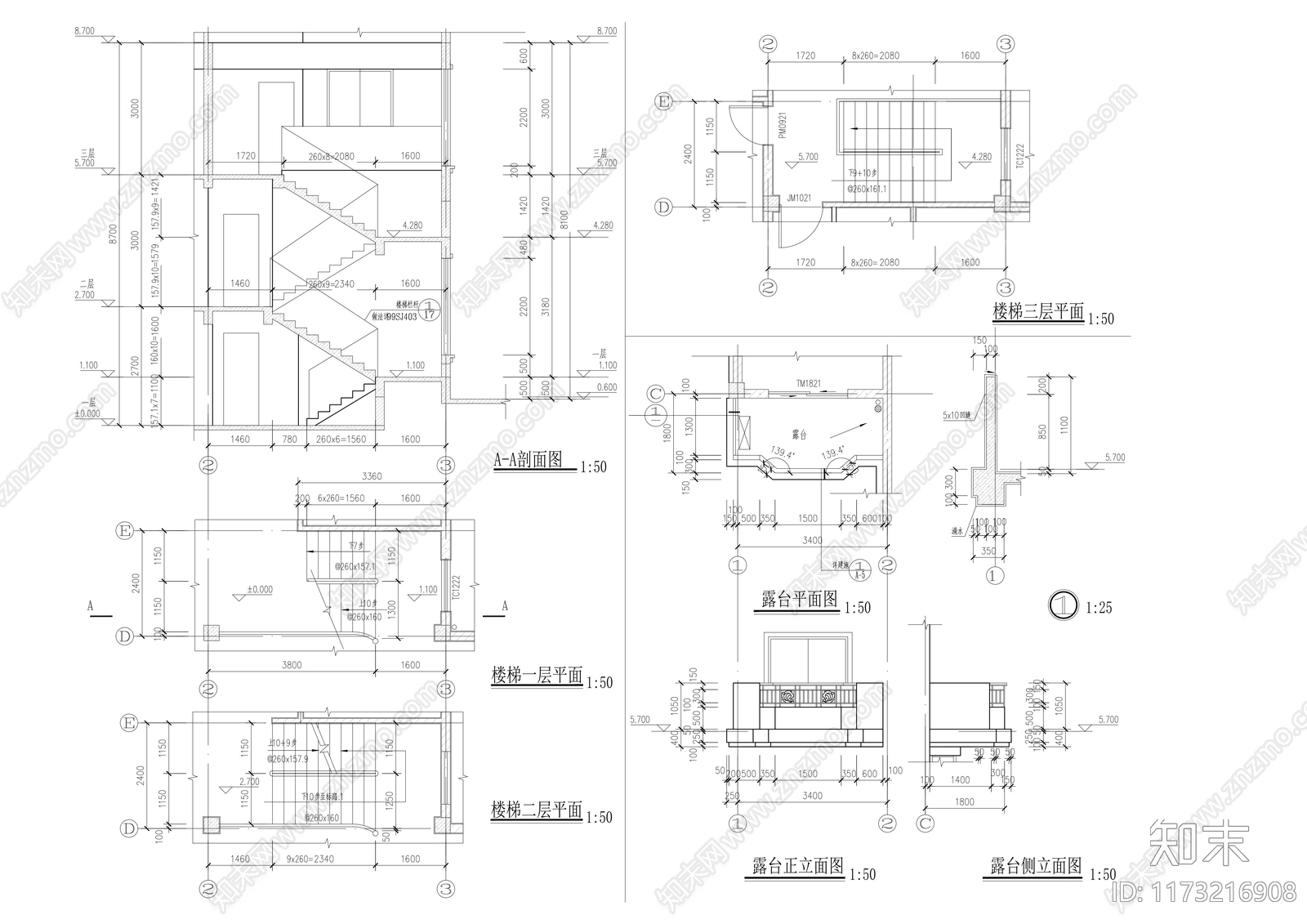 现代别墅建筑cad施工图下载【ID:1173216908】