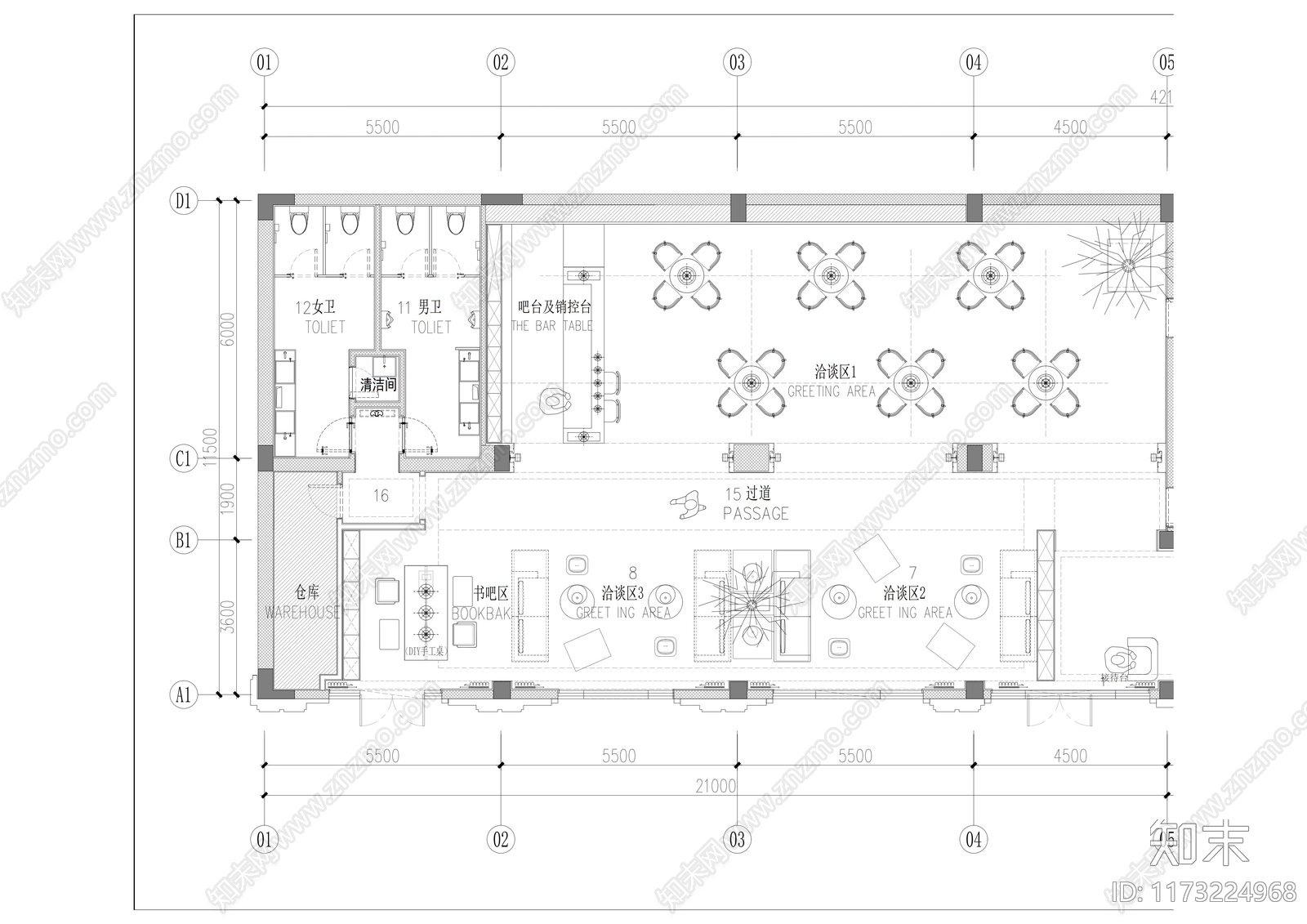 现代售楼处cad施工图下载【ID:1173224968】