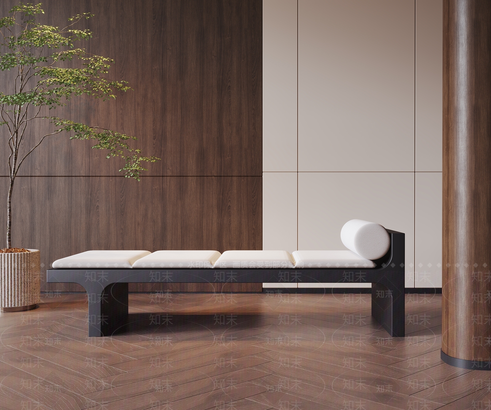 新中式中古床尾凳3D模型下载【ID:1173225465】