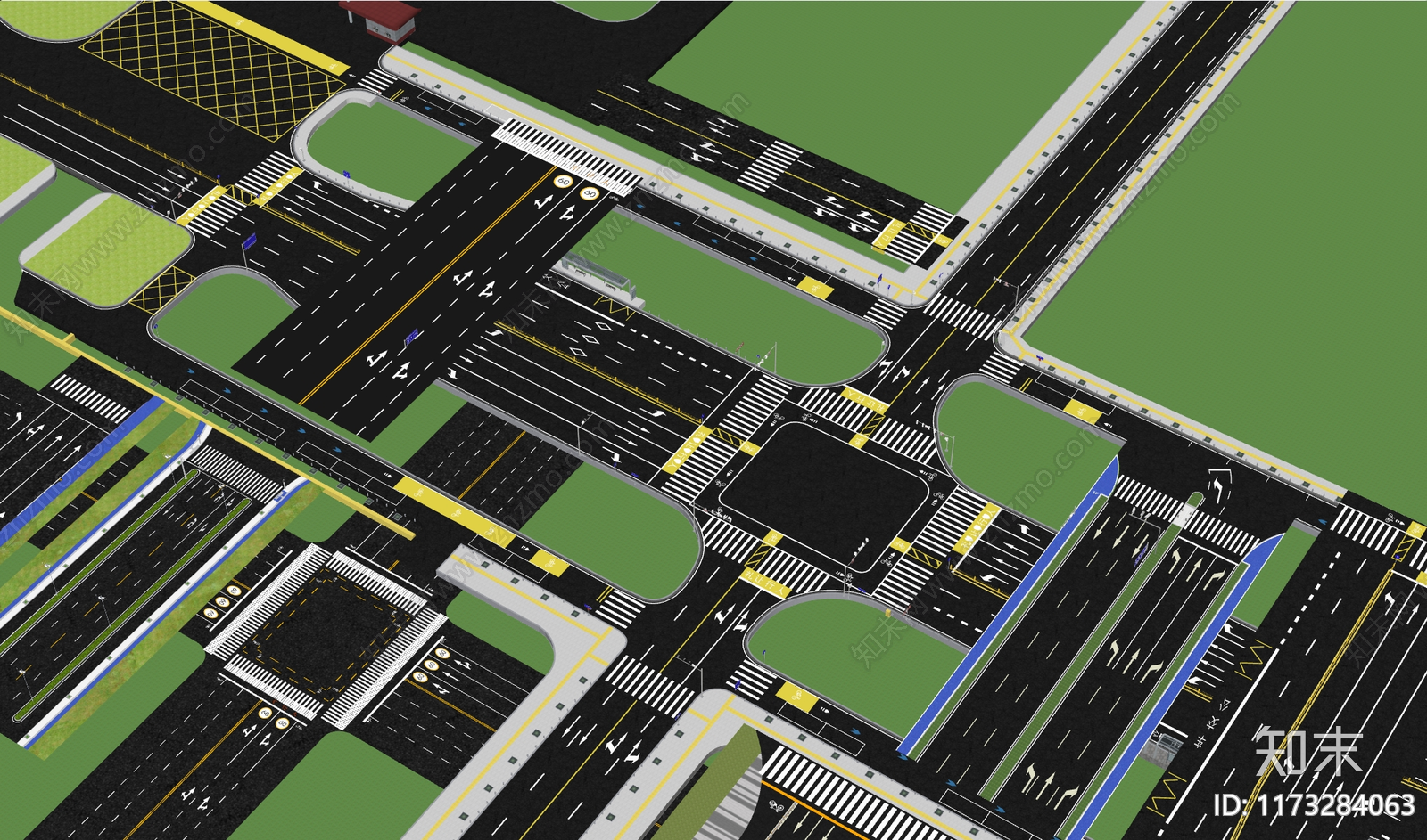 现代中式道路SU模型下载【ID:1173284063】