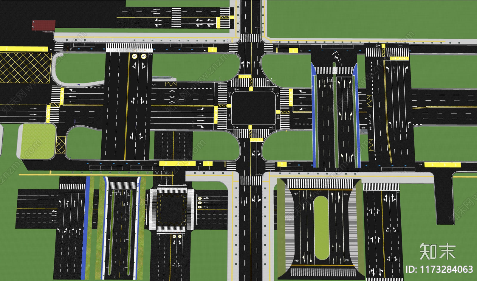 现代中式道路SU模型下载【ID:1173284063】