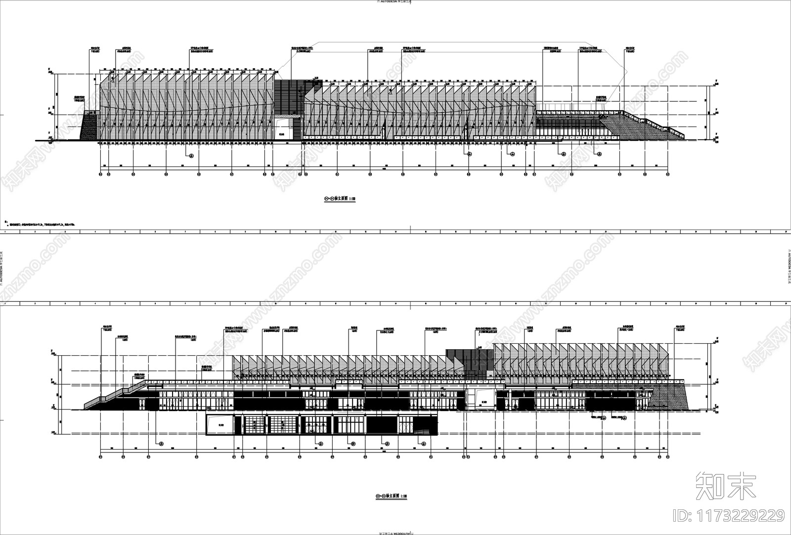 现代体育馆建筑施工图下载【ID:1173229229】