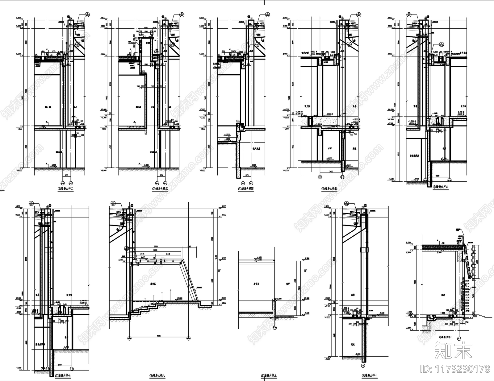 现代游泳馆建筑cad施工图下载【ID:1173230178】