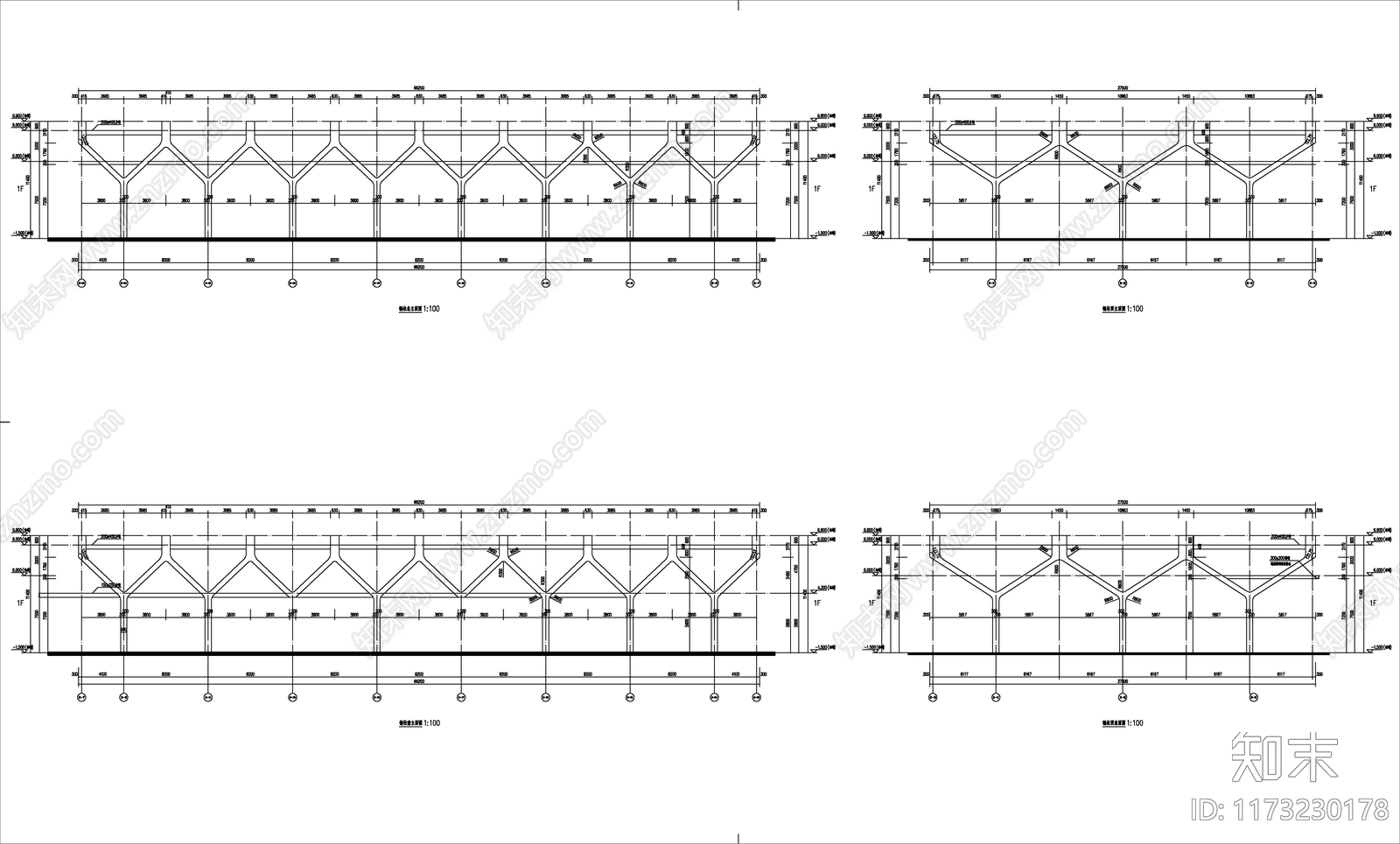 现代游泳馆建筑cad施工图下载【ID:1173230178】
