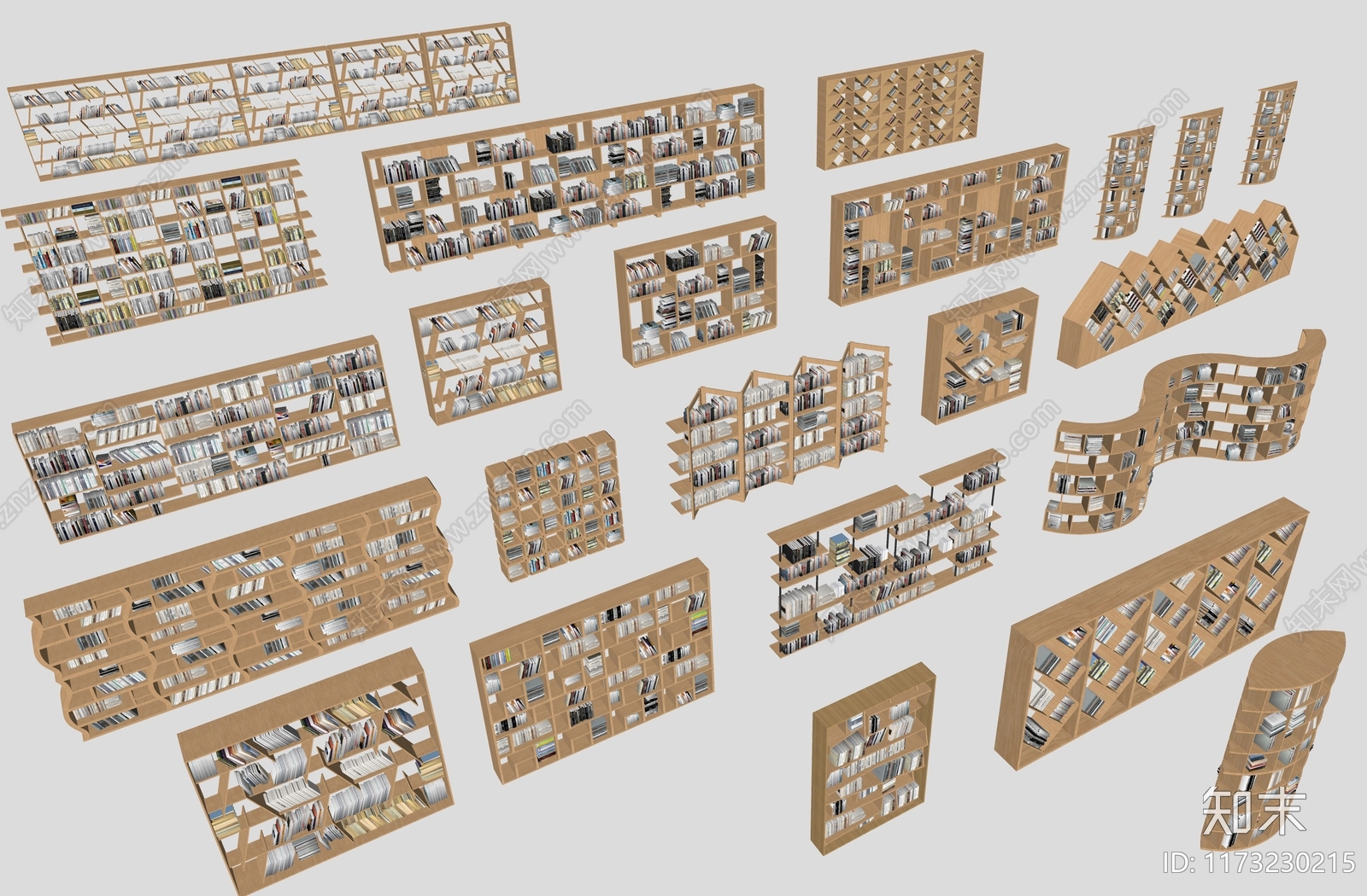 现代书柜SU模型下载【ID:1173230215】