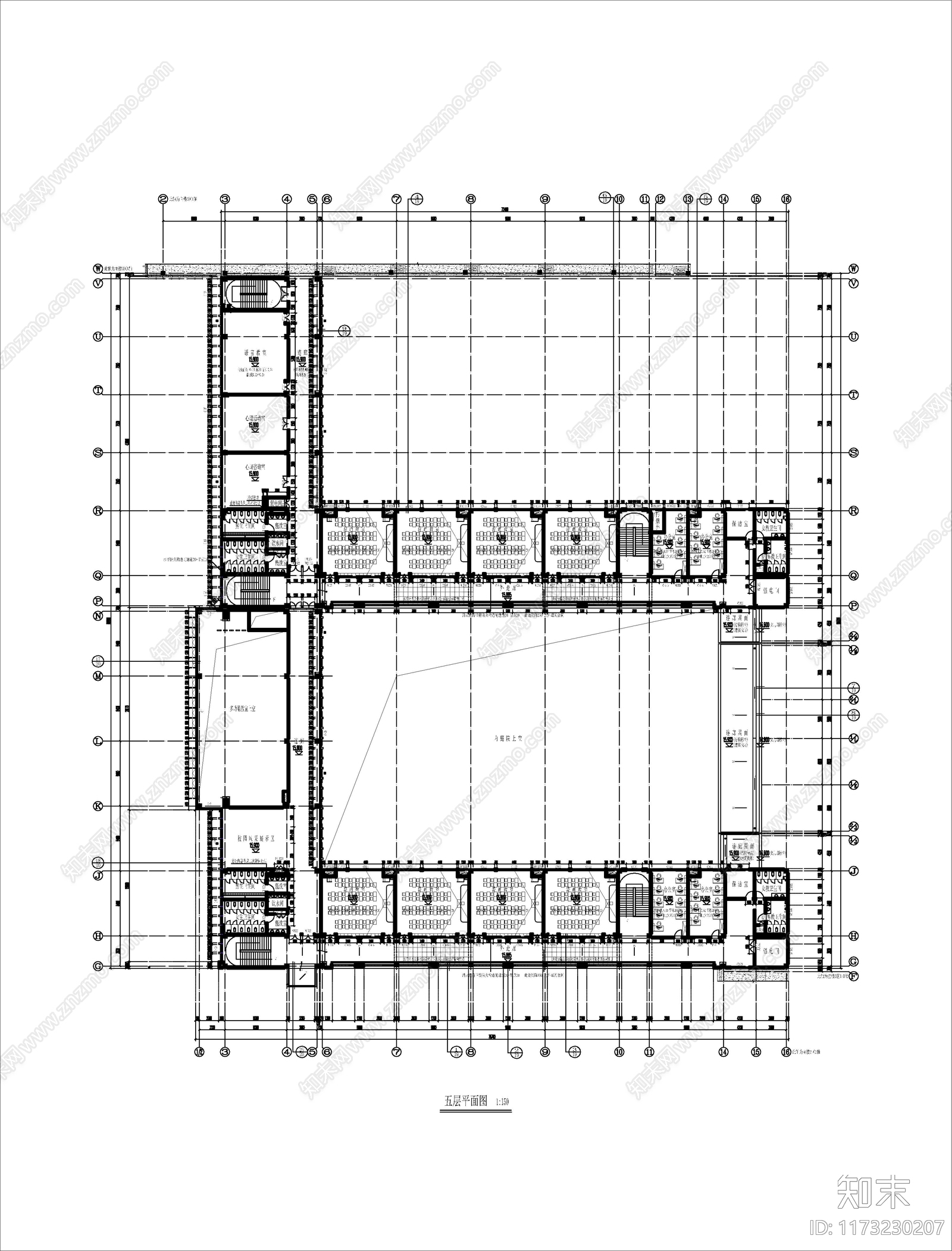 现代学校建筑cad施工图下载【ID:1173230207】