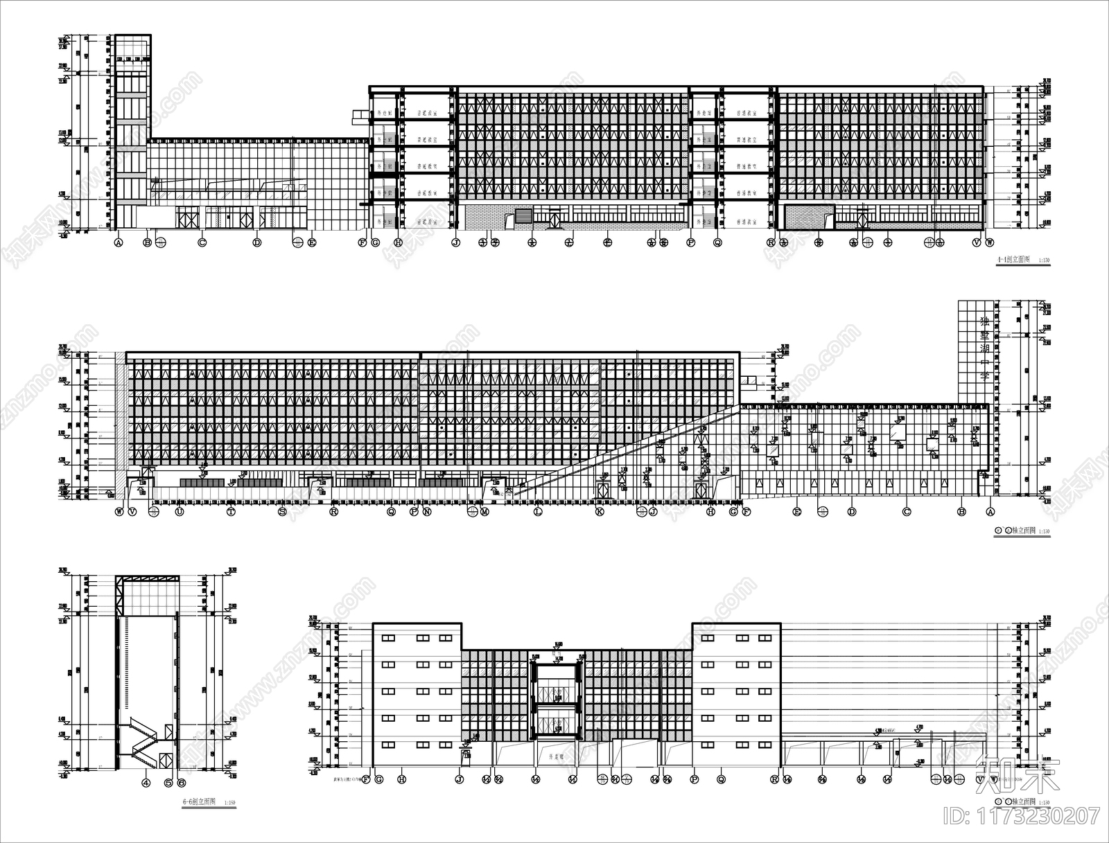 现代学校建筑cad施工图下载【ID:1173230207】
