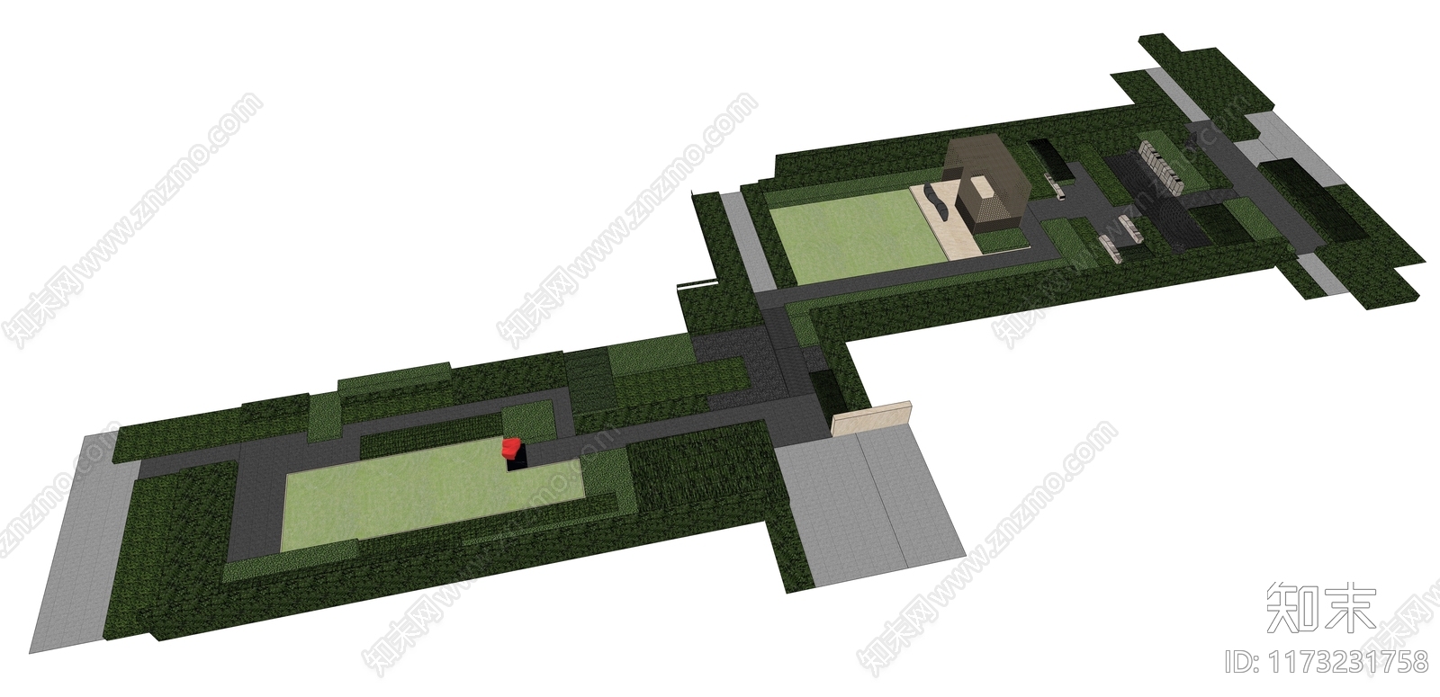 现代小区景观SU模型下载【ID:1173231758】