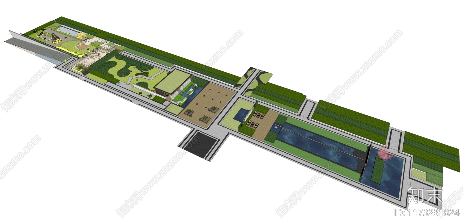 现代小区景观SU模型下载【ID:1173231824】