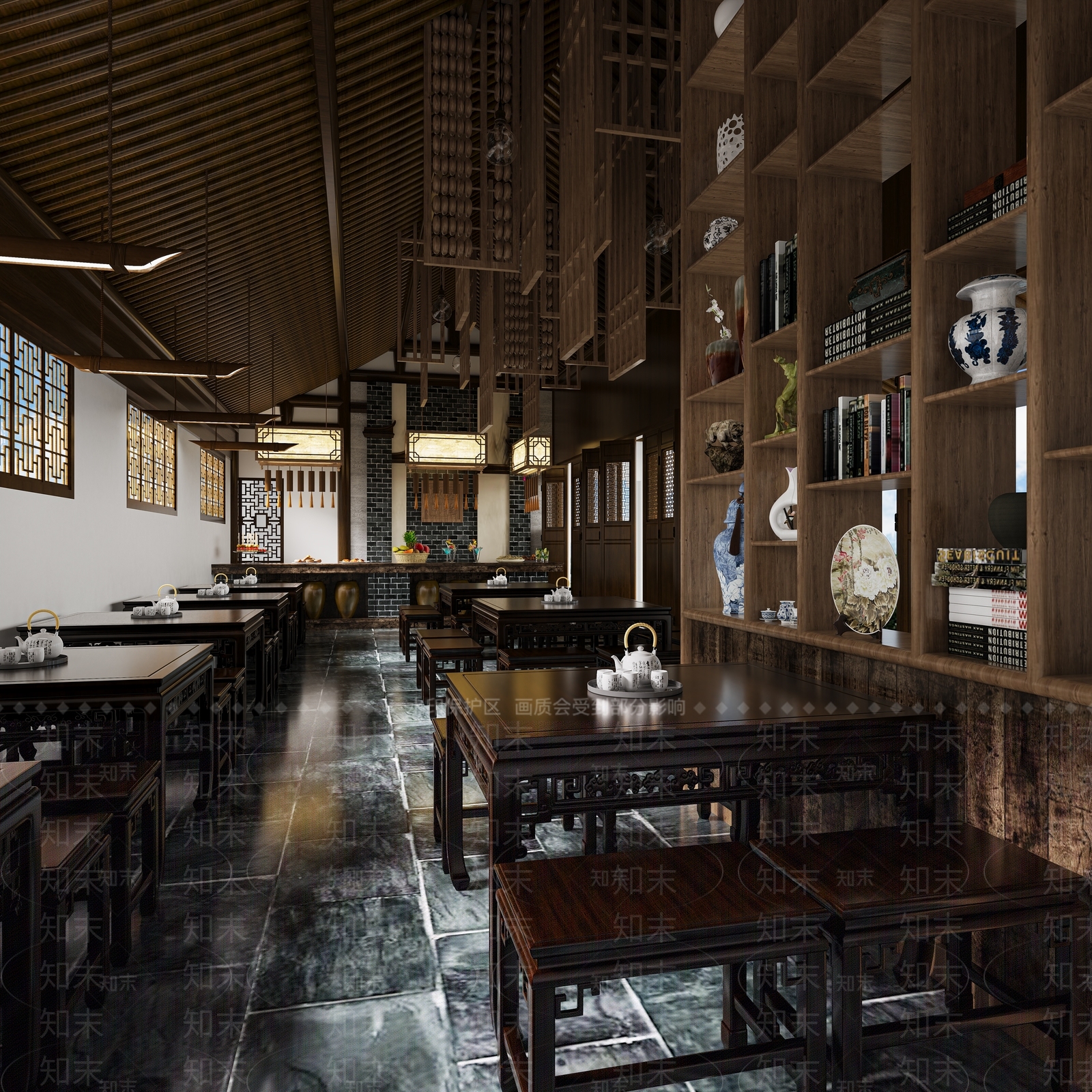 新中式茶餐厅3D模型下载【ID:1173232082】