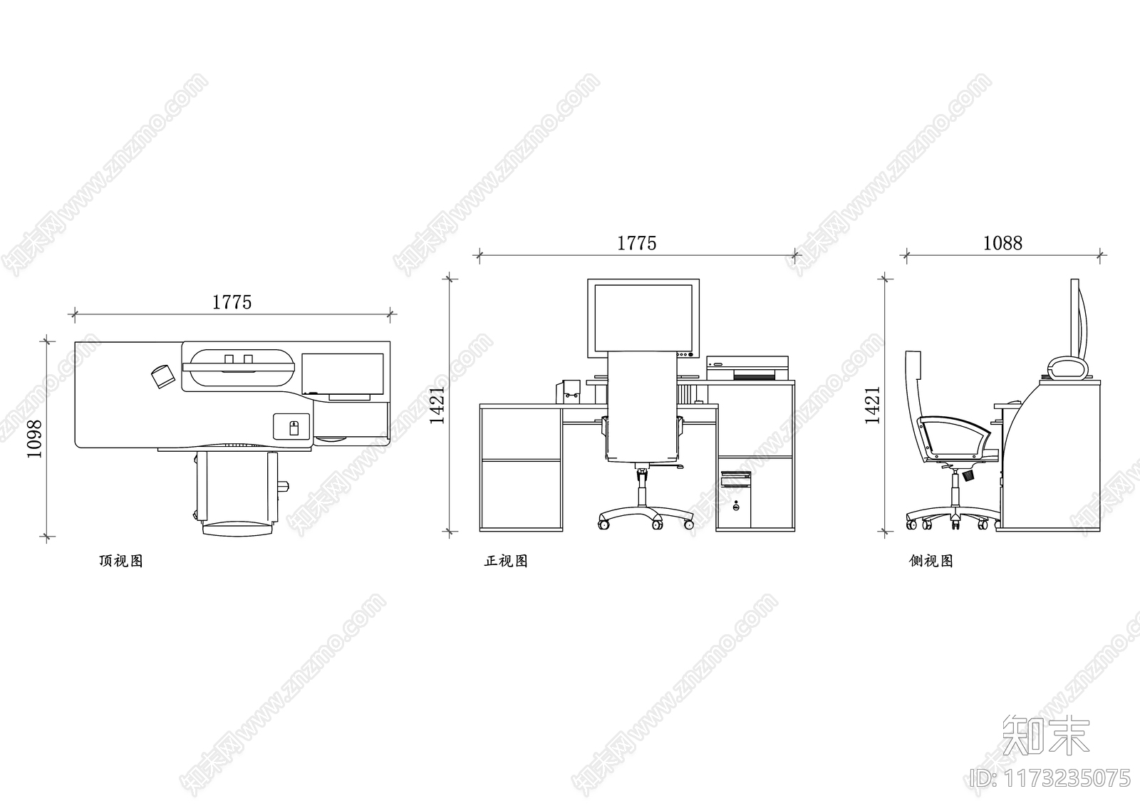 现代办公室cad施工图下载【ID:1173235075】