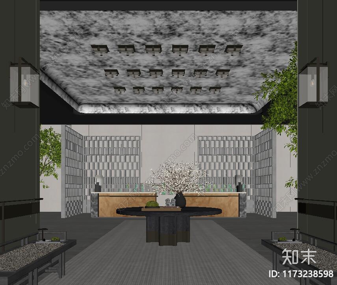 现代酒店大堂SU模型下载【ID:1173238598】