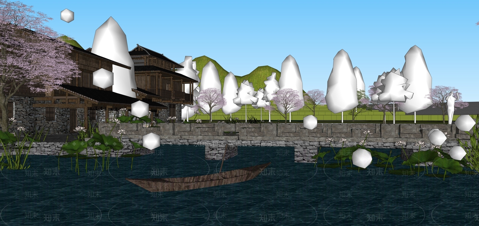 中式景观桥SU模型下载【ID:1173244194】