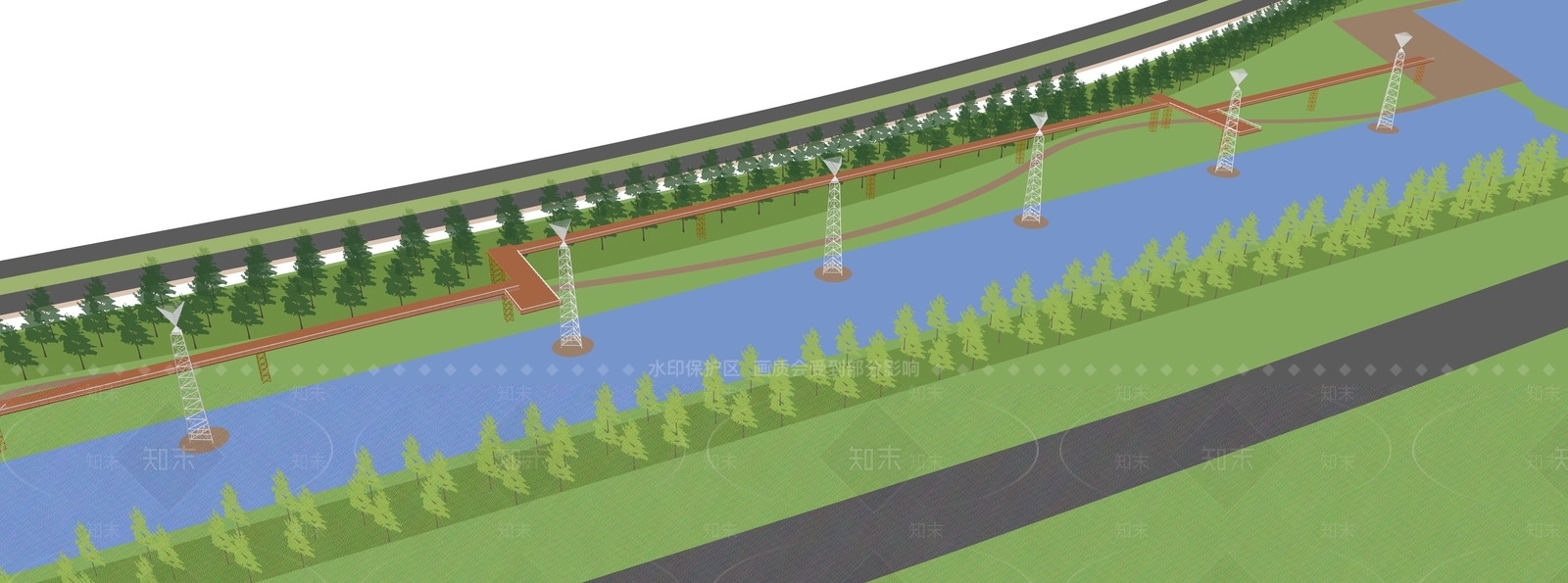 现代新中式滨水景观SU模型下载【ID:1173247625】