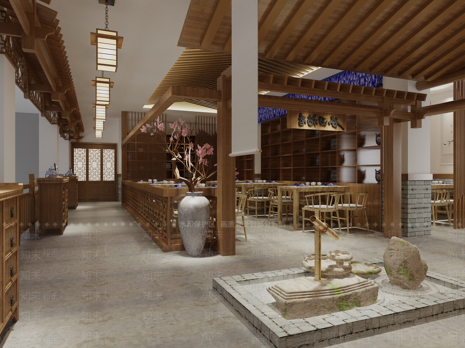新中式中餐厅SU模型下载【ID:1173248762】