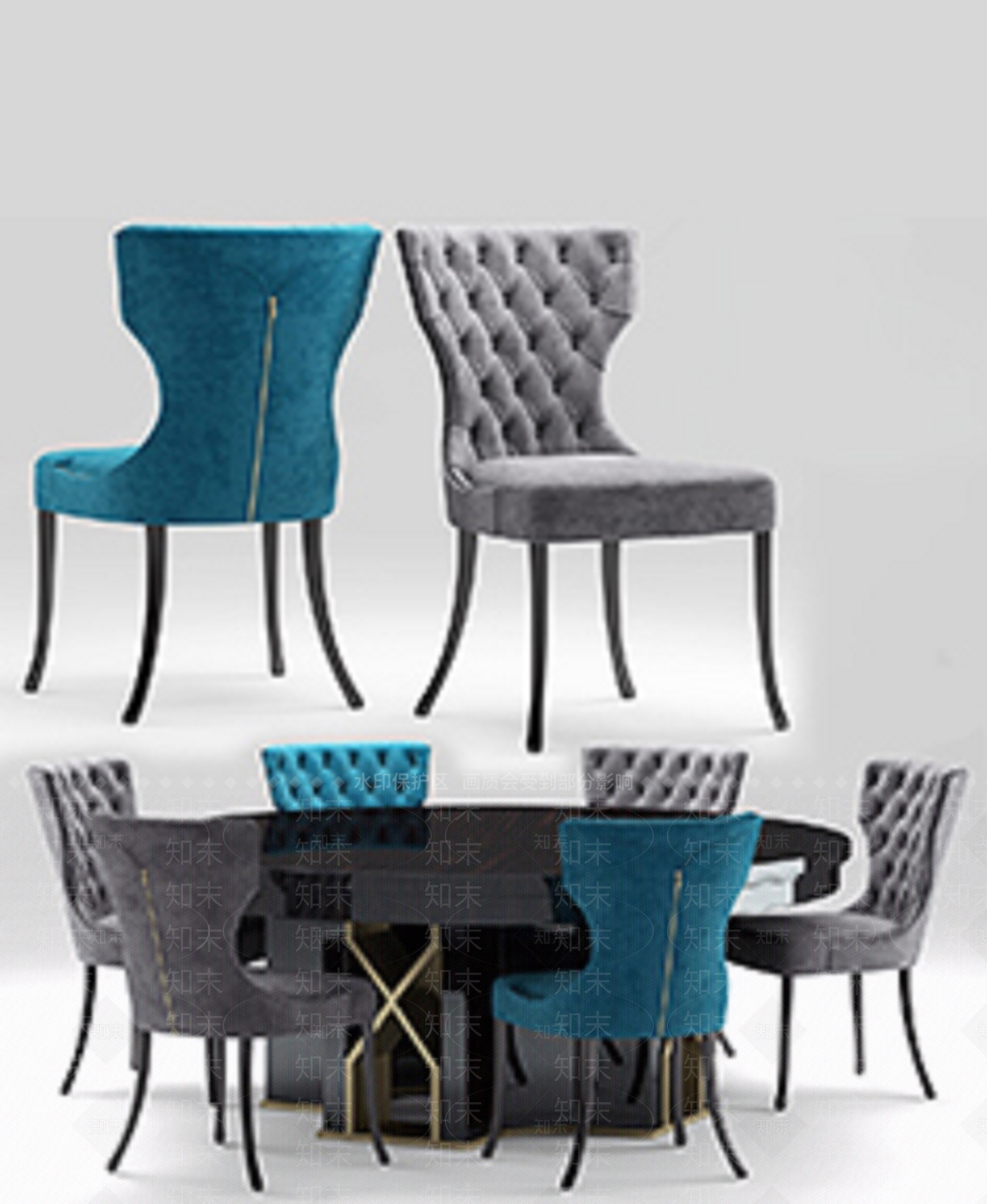 欧式美式餐桌3D模型下载【ID:1173249052】