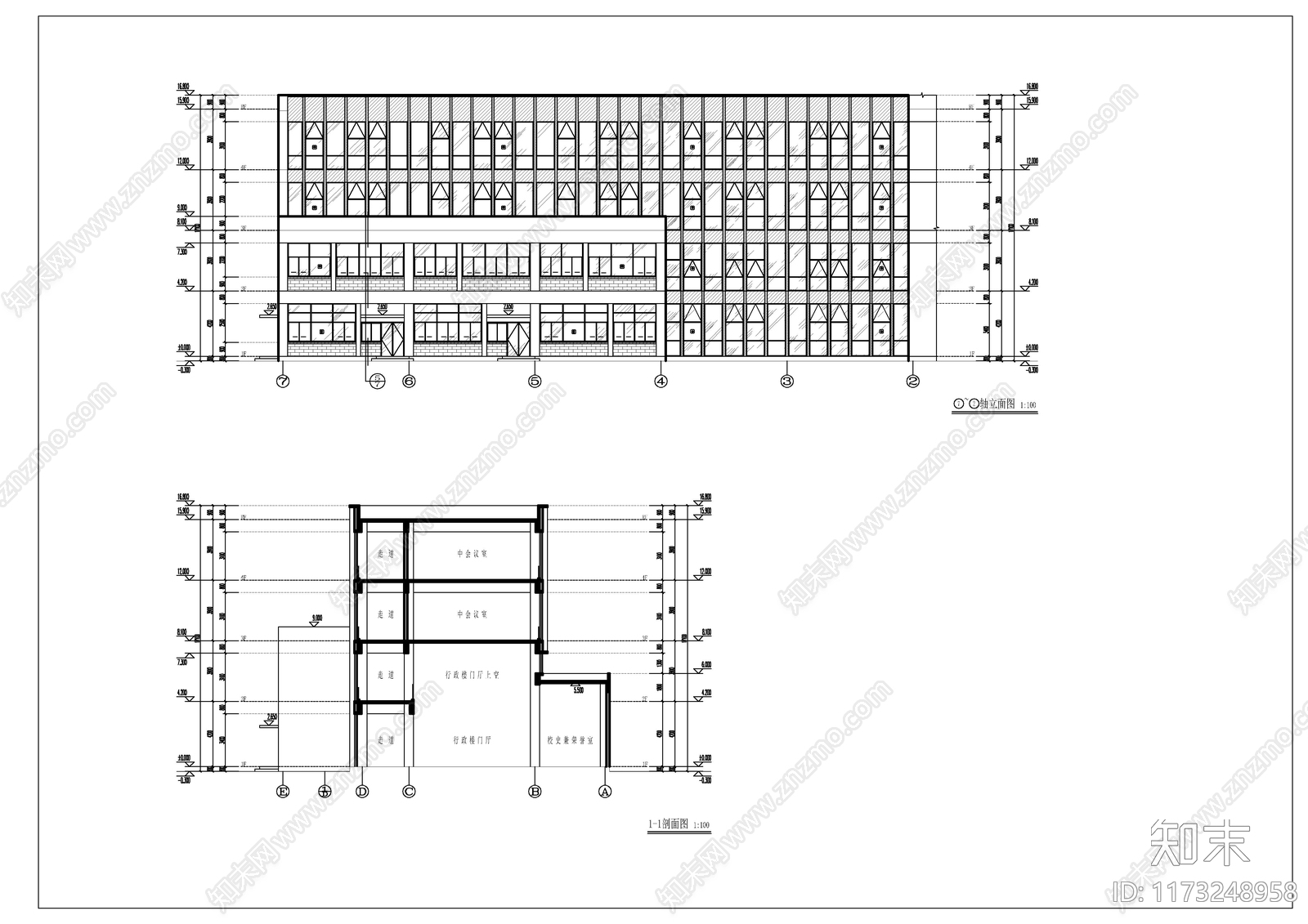 现代学校建筑cad施工图下载【ID:1173248958】