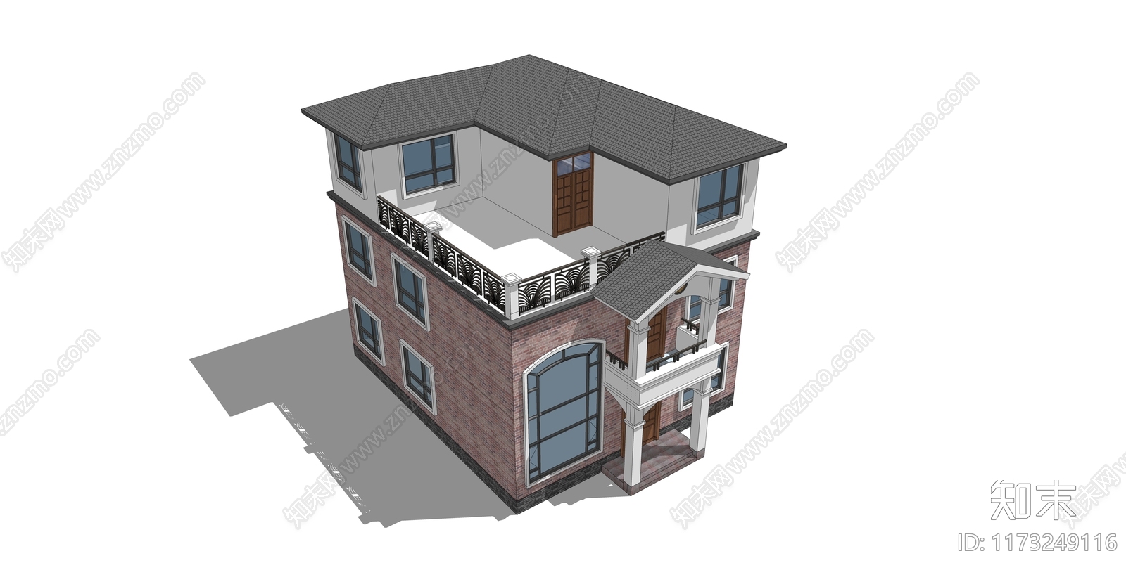 新中式别墅SU模型下载【ID:1173249116】