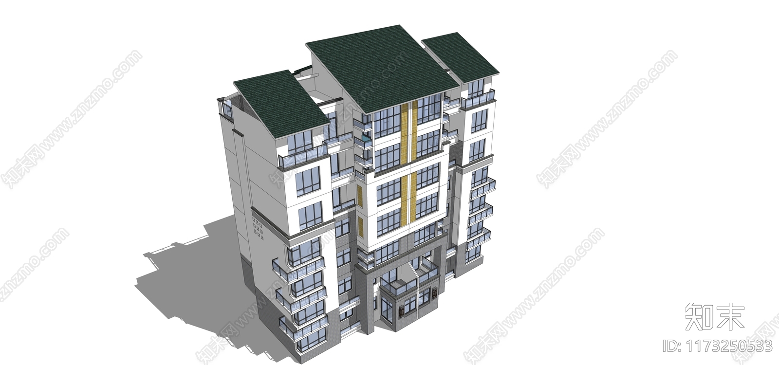 新中式多层住宅SU模型下载【ID:1173250533】