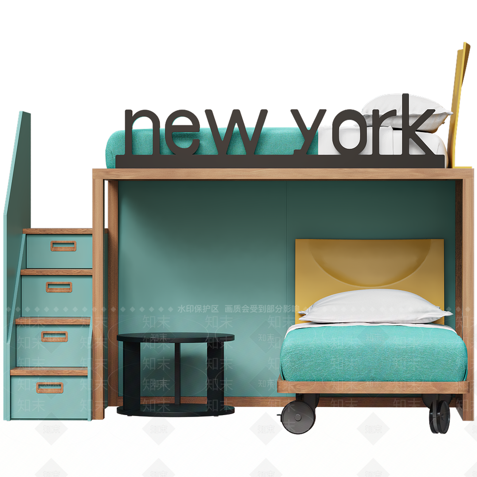 美式法式上下床3D模型下载【ID:1173252473】