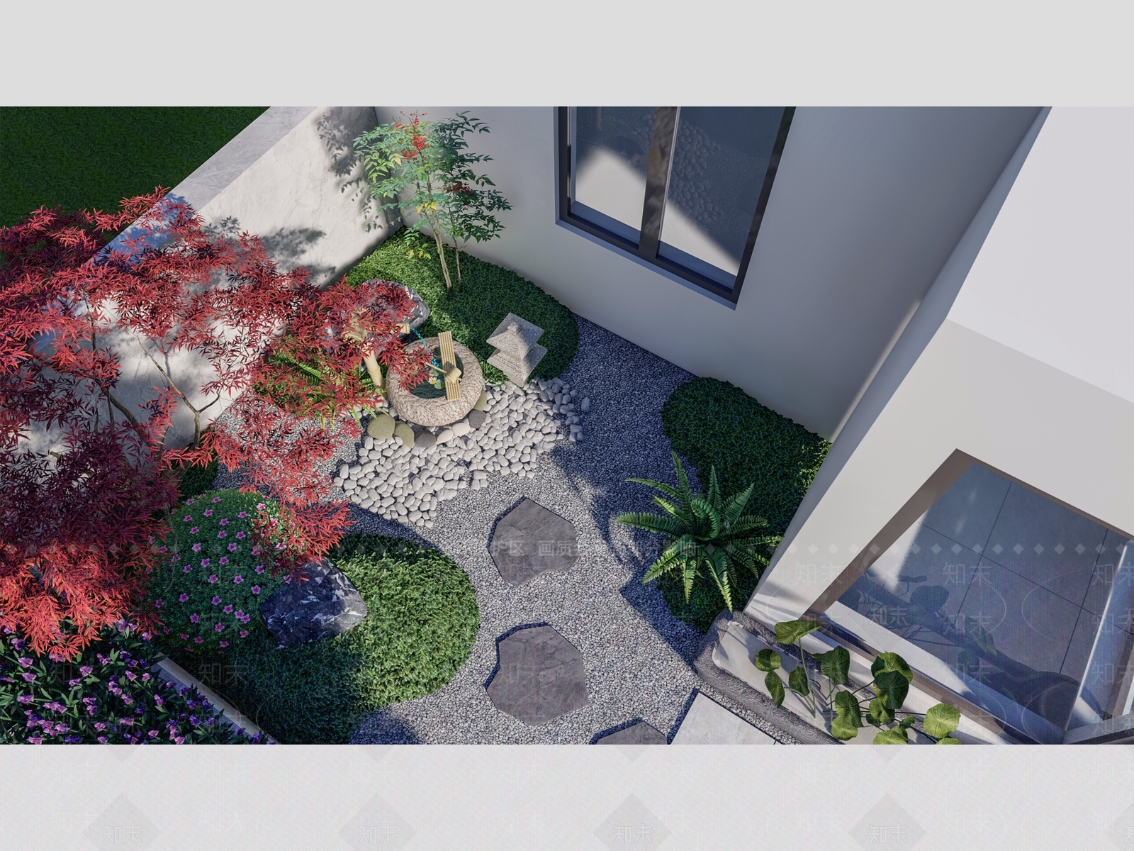 现代日式屋顶花园SU模型下载【ID:1173253688】