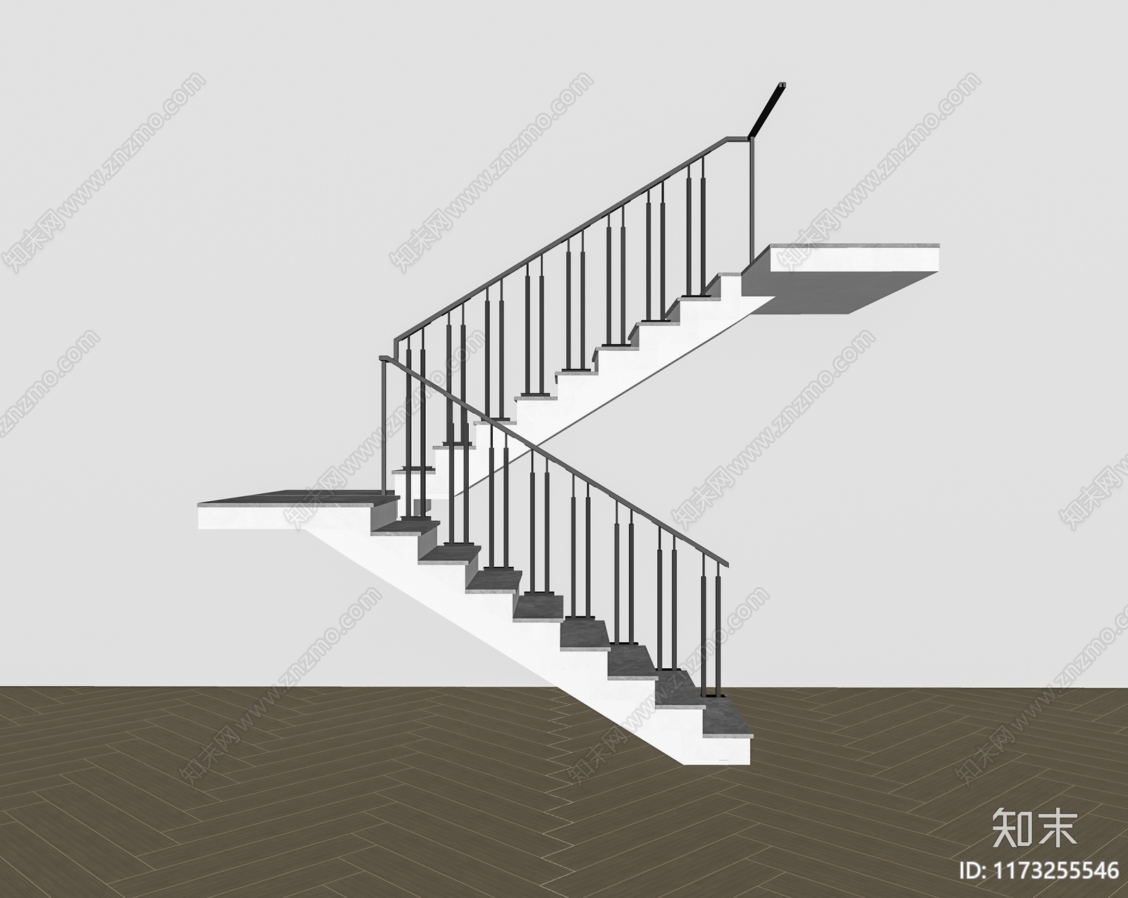 现代楼梯SU模型下载【ID:1173255546】