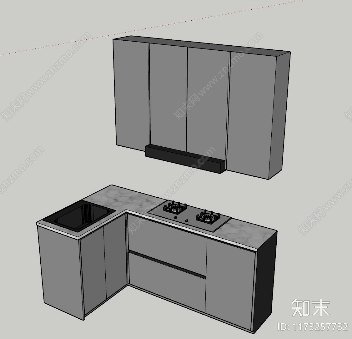 现代简约橱柜SU模型下载【ID:1173257732】