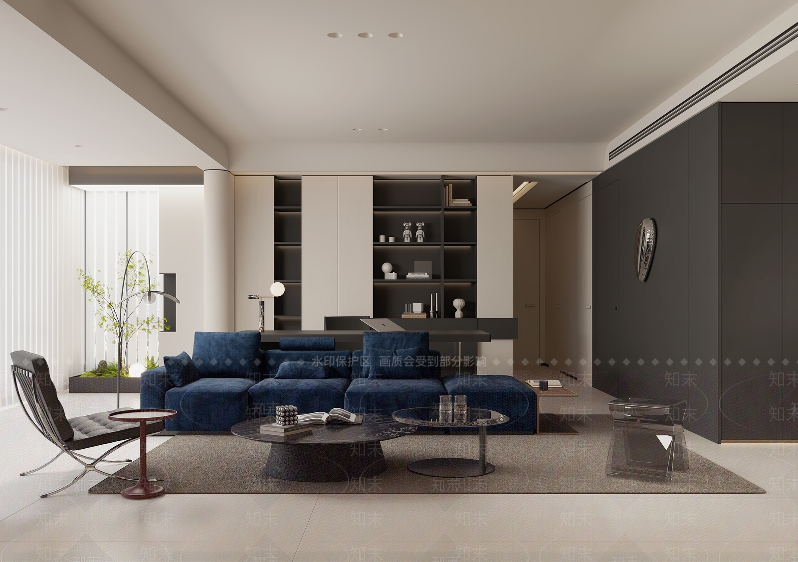 嵌入式书柜办公桌3D模型下载【ID:1227436050】