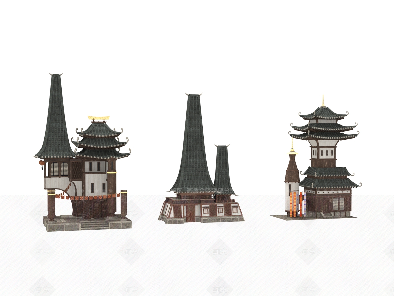 现代古建3D模型下载【ID:1173260234】