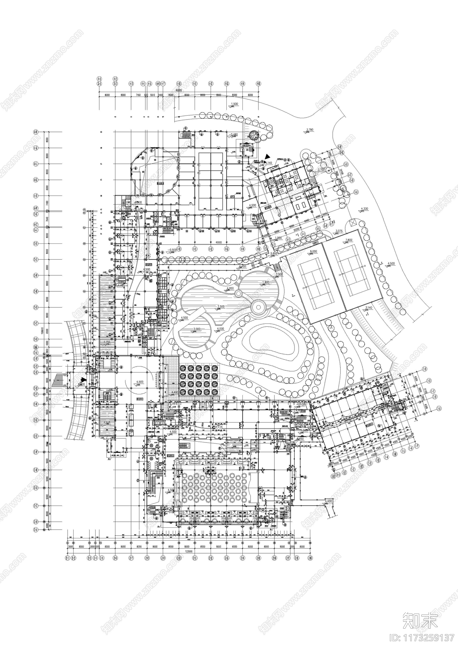 新中式酒店建筑施工图下载【ID:1173259137】