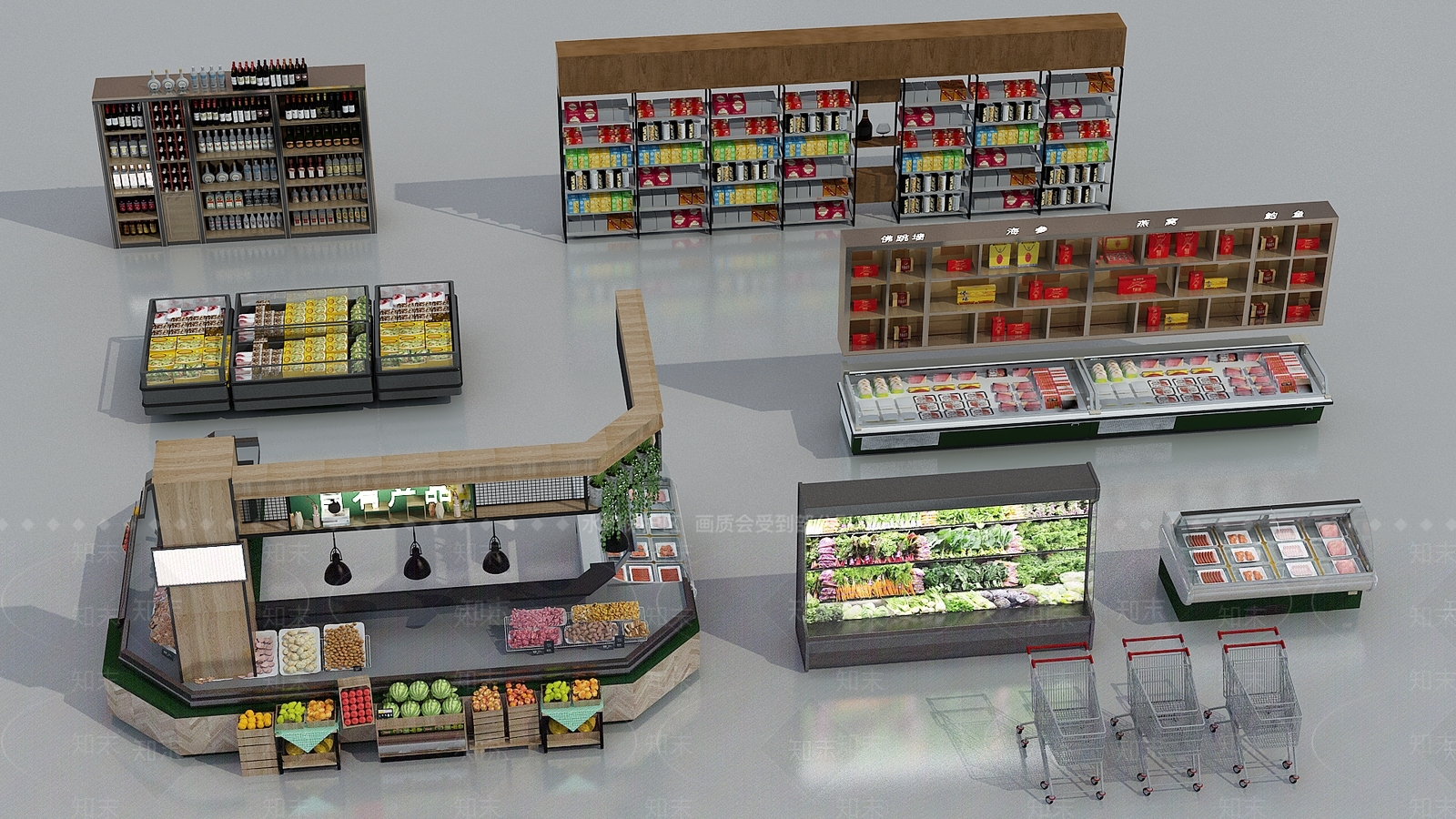 现代超市3D模型下载【ID:1173259311】