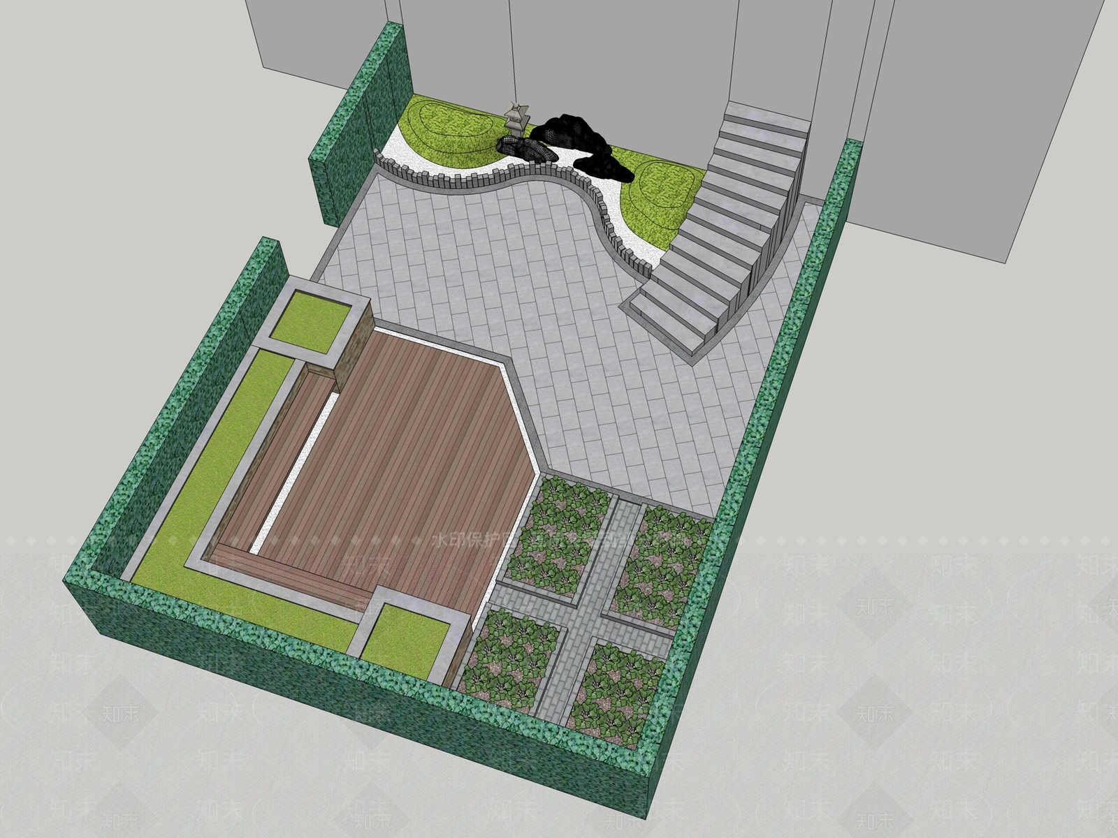现代别墅庭院SU模型下载【ID:1173268005】