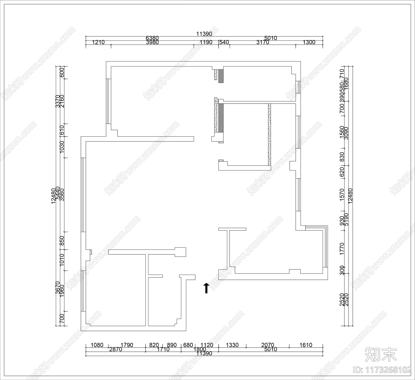 平层cad施工图下载【ID:1173268102】